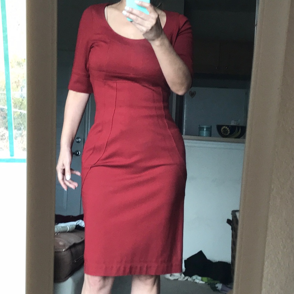 Adolfo Domínguez 2/4 sleeve, rust career dress, 38
